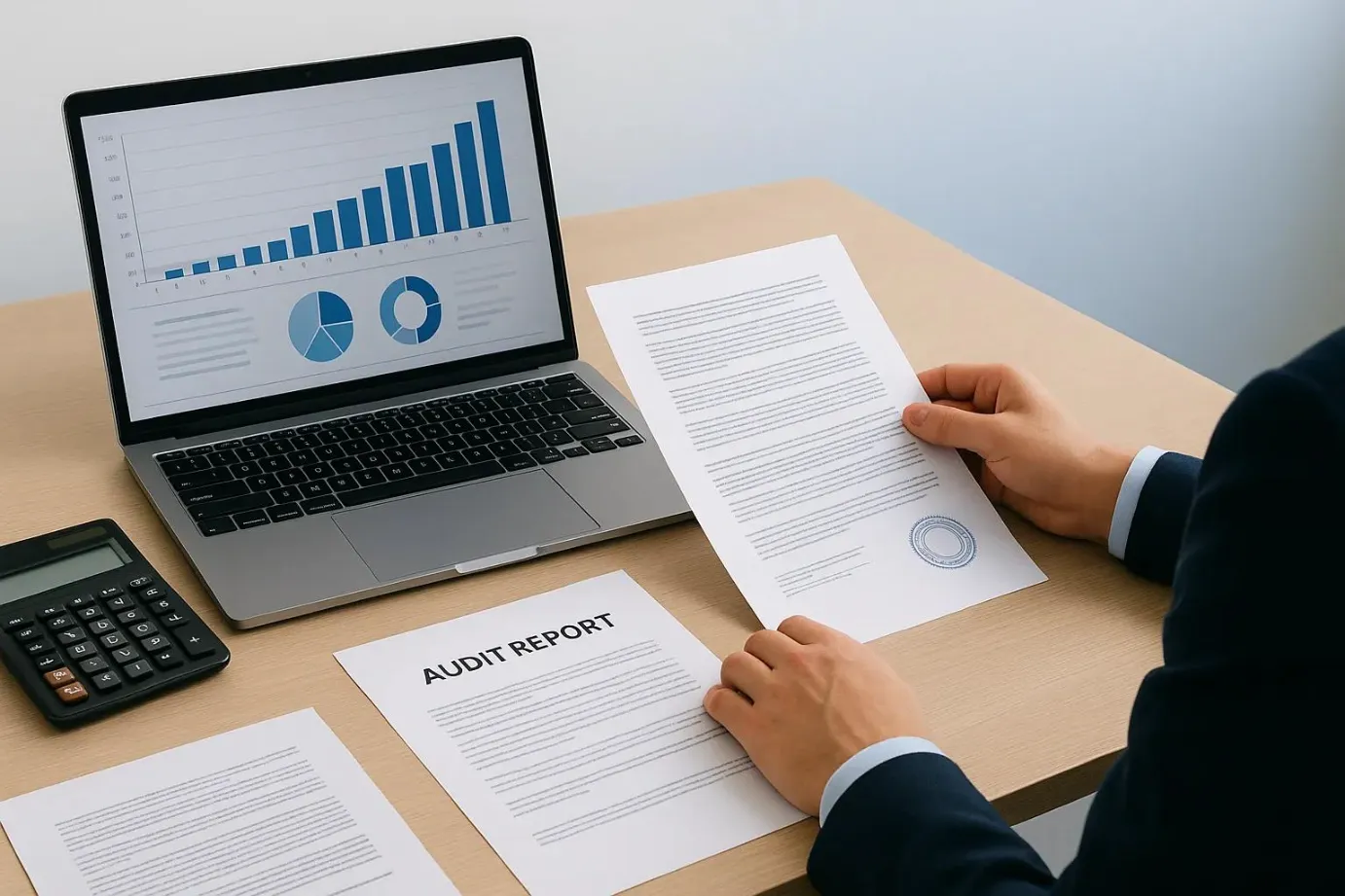 Financial auditor reviewing company records in Dubai